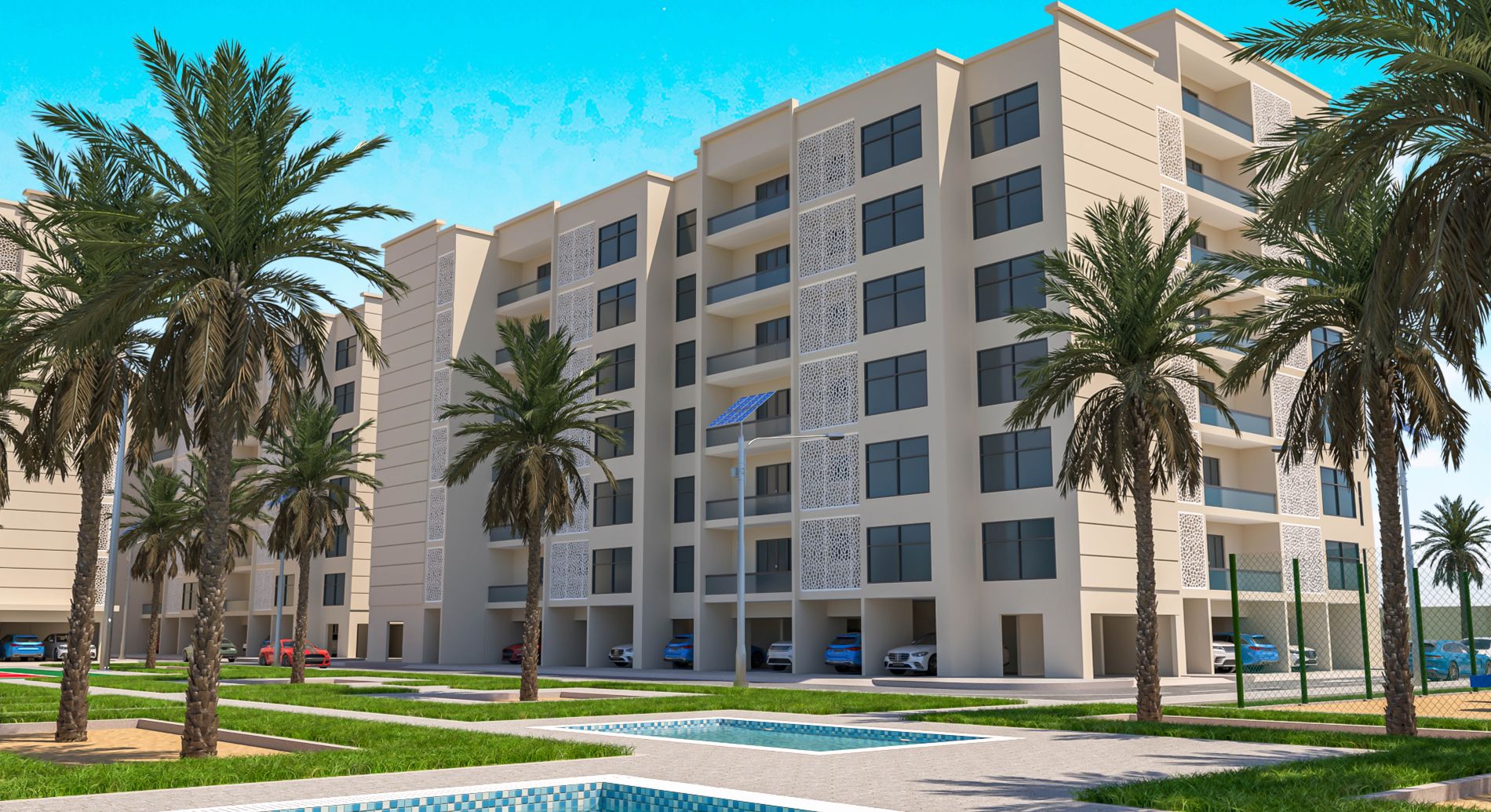 Aerial view of a coastal harbor